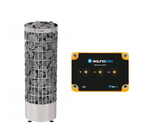 Piec do sauny Cilindro PC70E 6,8kW srebrny + sterownik zewnętrzny do sauny SaunaBox Wi-Fi