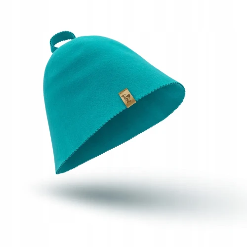 Czapka do sauny 100% wełna kolor turkusowy