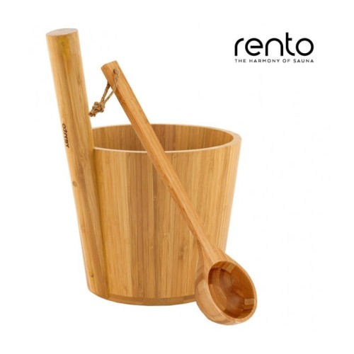 Ceber do sauny 5l z bambusa firmy Rento + chochla 43 cm