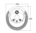Przeciwprąd masaż wodny do basenu Tebas Pulsar  LED RGB JET 70m3/h 2,5kW 400V - komplet z pompą New Contra-3 - wymiary przód